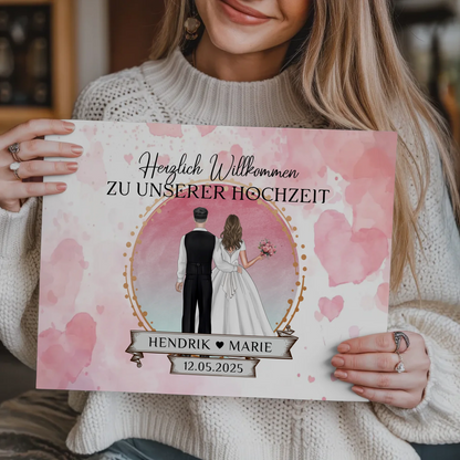 Willkommens Fotoboard Hochzeit Watercolor Geschenkideen