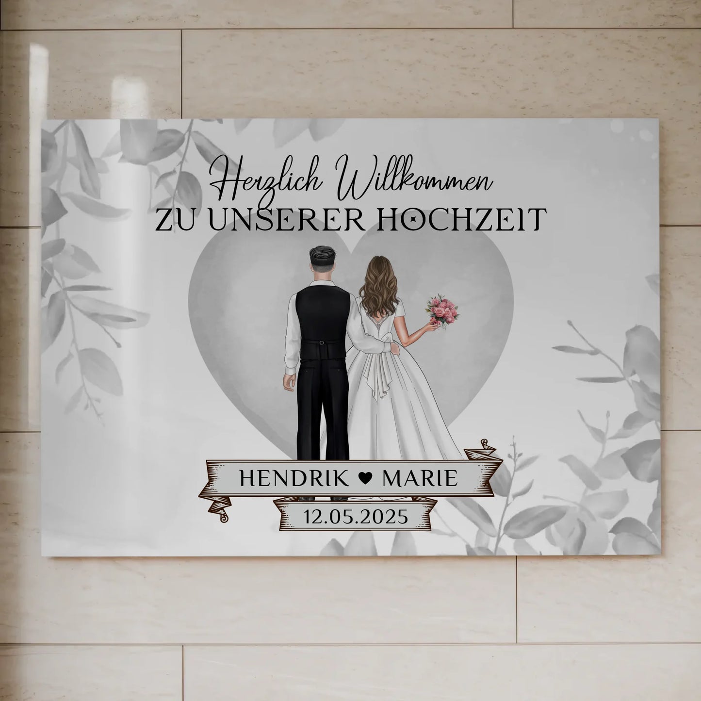 Fotoboard Hochzeit Herzlich Willkommen Eukalyptus Design