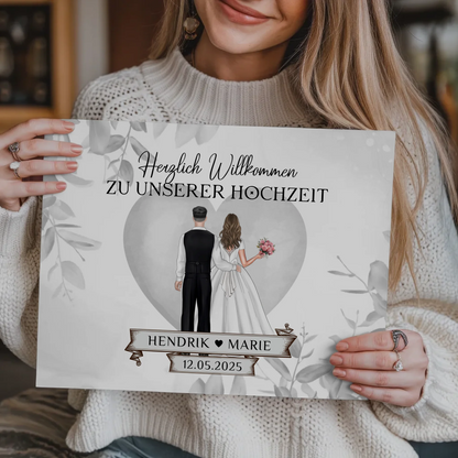 Fotoboard Hochzeit Herzlich Willkommen Eukalyptus Design
