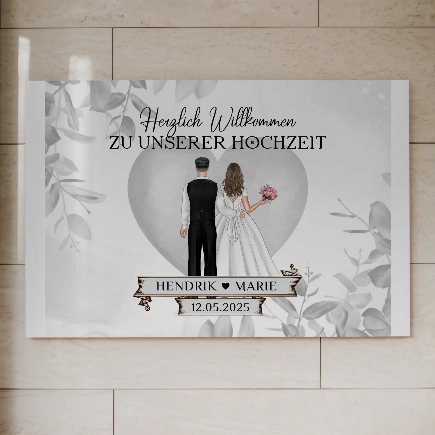 Fotoboard Hochzeit Herzlich Willkommen Eukalyptus Design