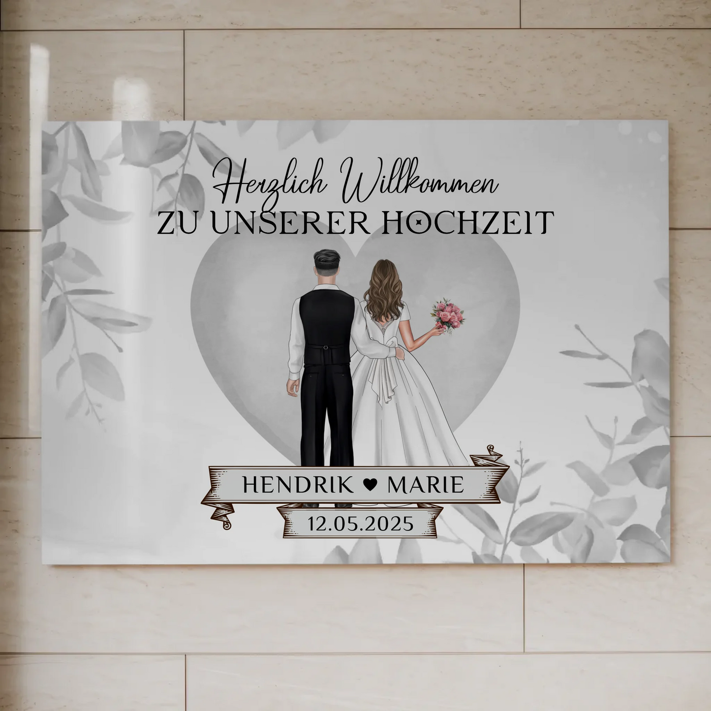 Fotoboard Hochzeit Herzlich Willkommen Eukalyptus Design