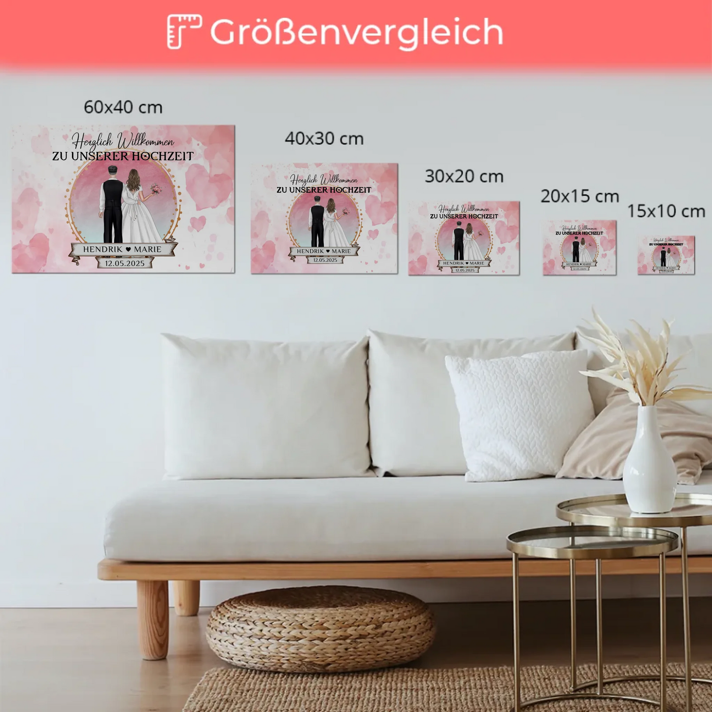 Willkommens Fotoboard Hochzeit Watercolor Geschenkideen