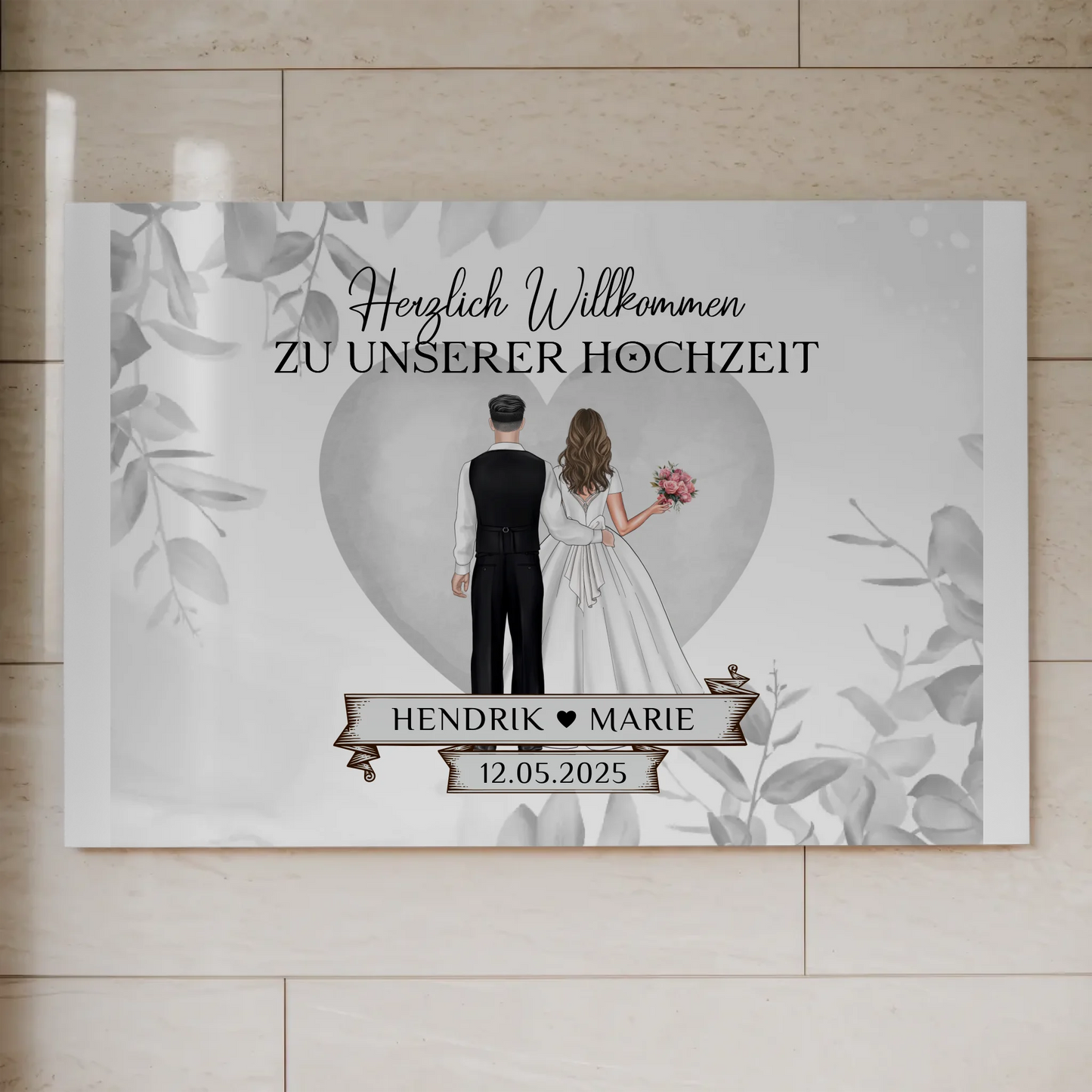 Fotoboard Hochzeit Herzlich Willkommen Eukalyptus Design
