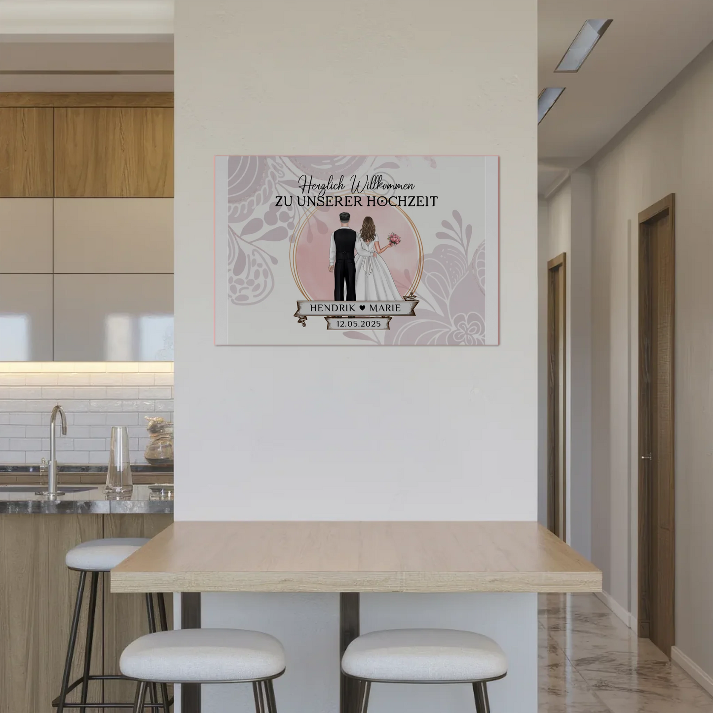 Willkommensschild Hochzeit Wasserfarb Stil Fotoboard