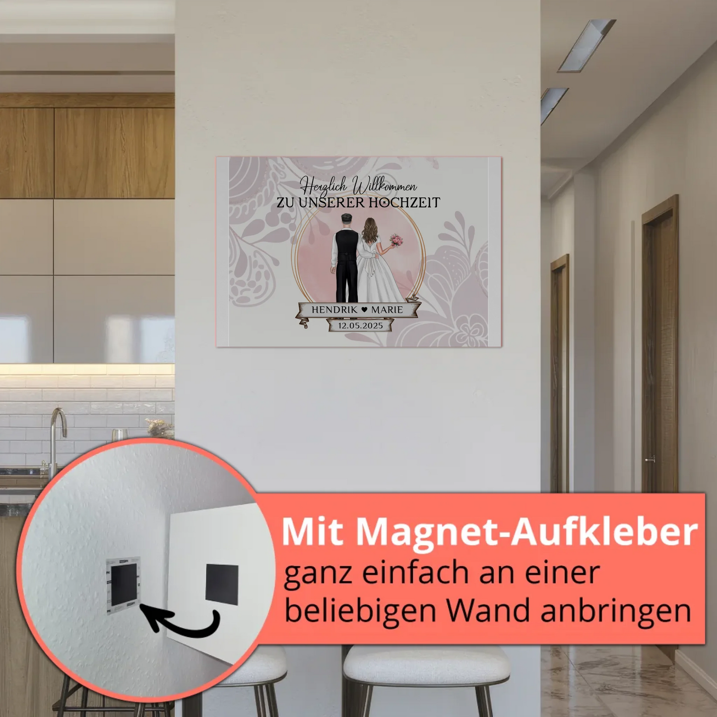 Willkommensschild Hochzeit Wasserfarb Stil Fotoboard