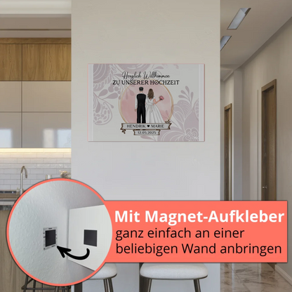 Willkommensschild Hochzeit Wasserfarb Stil Fotoboard