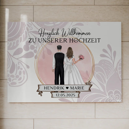 Willkommensschild Hochzeit Wasserfarb Stil Fotoboard