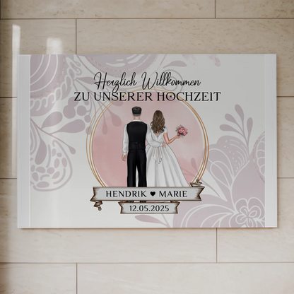 Willkommensschild Hochzeit Wasserfarb Stil Fotoboard