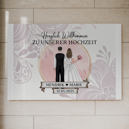 Willkommensschild Hochzeit Wasserfarb Stil Fotoboard
