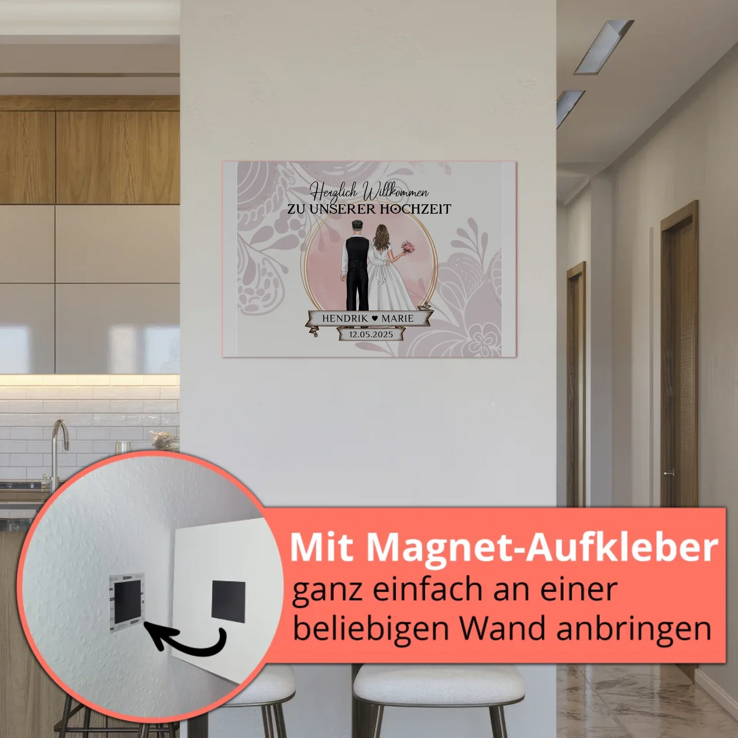 Willkommensschild Hochzeit Wasserfarb Stil Fotoboard