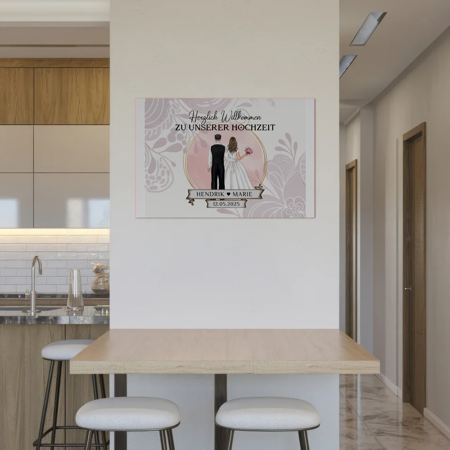 Willkommensschild Hochzeit Wasserfarb Stil Fotoboard