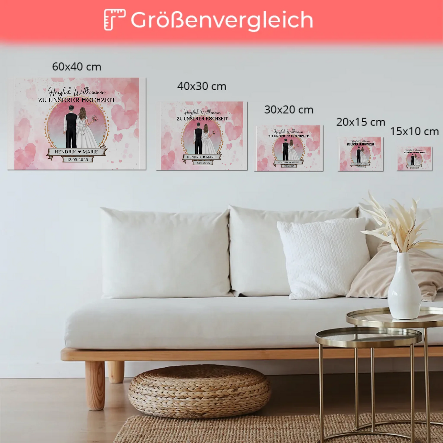 Willkommens Fotoboard Hochzeit Watercolor Geschenkideen