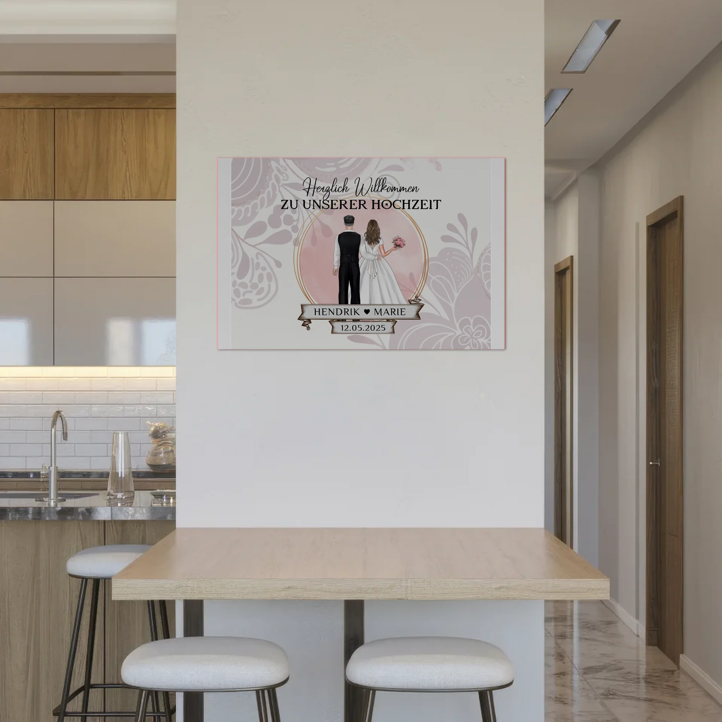 Willkommensschild Hochzeit Wasserfarb Stil Fotoboard