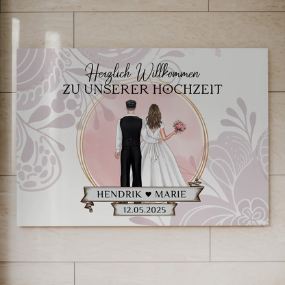 Willkommensschild Hochzeit Wasserfarb Stil Fotoboard
