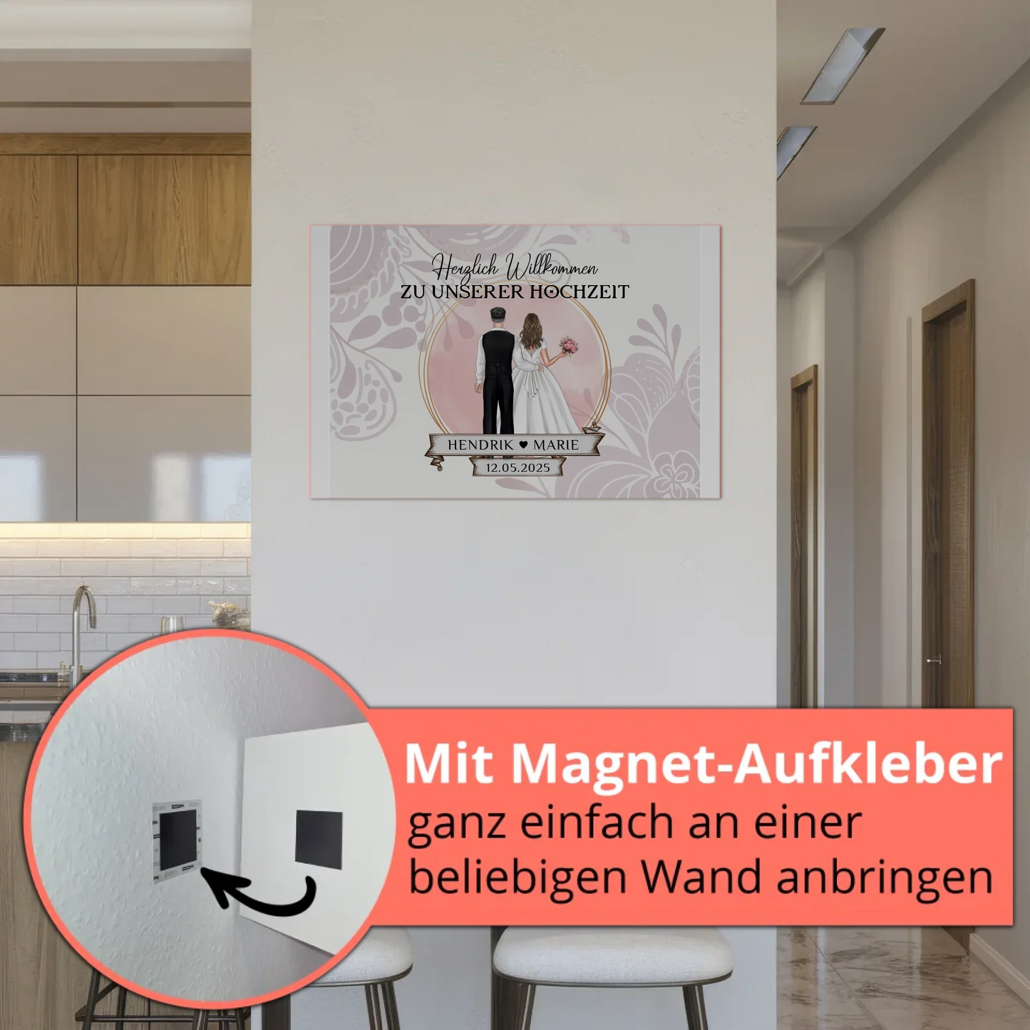 Willkommensschild Hochzeit Wasserfarb Stil Fotoboard