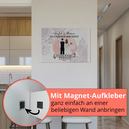 Willkommensschild Hochzeit Wasserfarb Stil Fotoboard