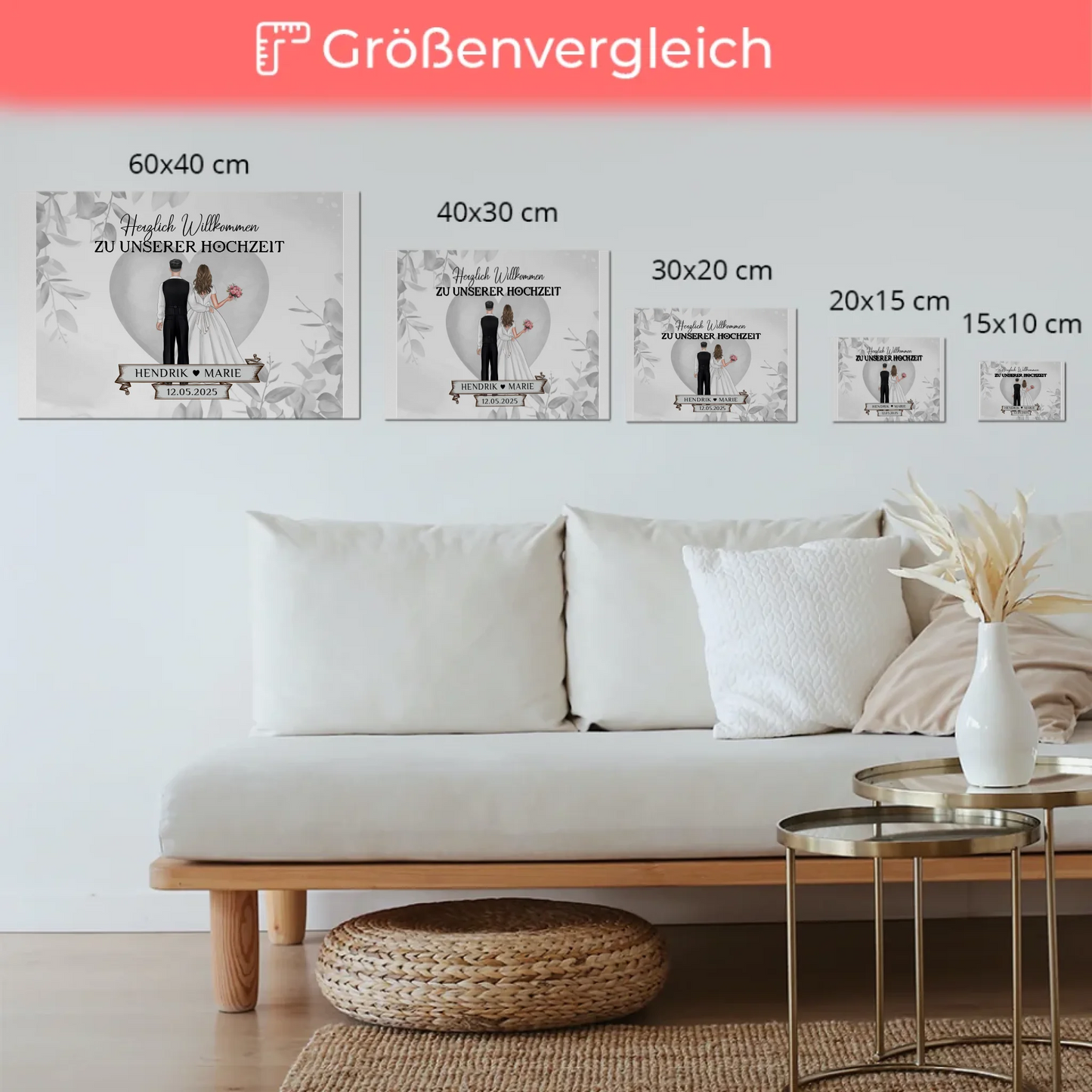 Fotoboard Hochzeit Herzlich Willkommen Eukalyptus Design