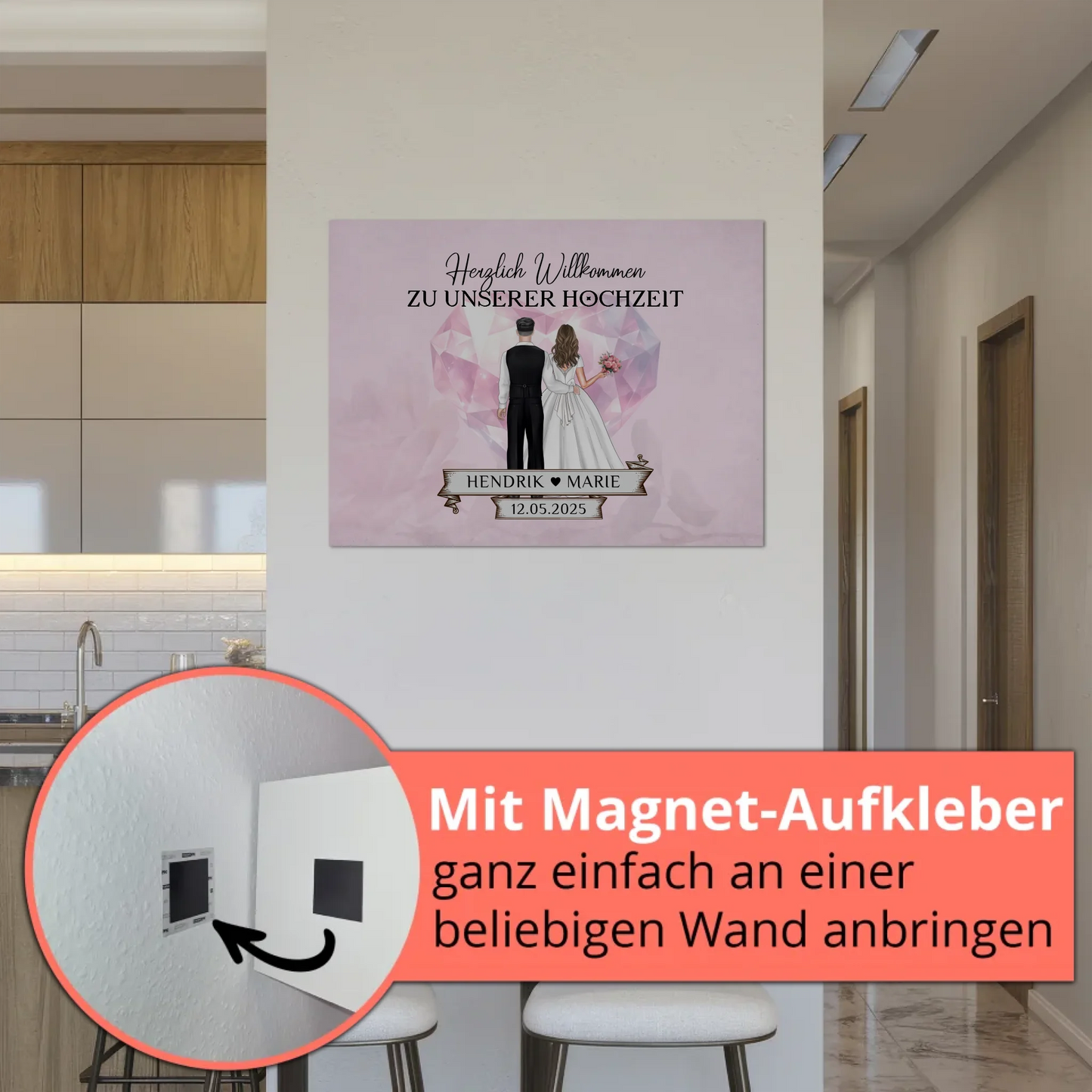 Hochzeit Willkommensschild Diamant Herz Fotoboard Geschenk