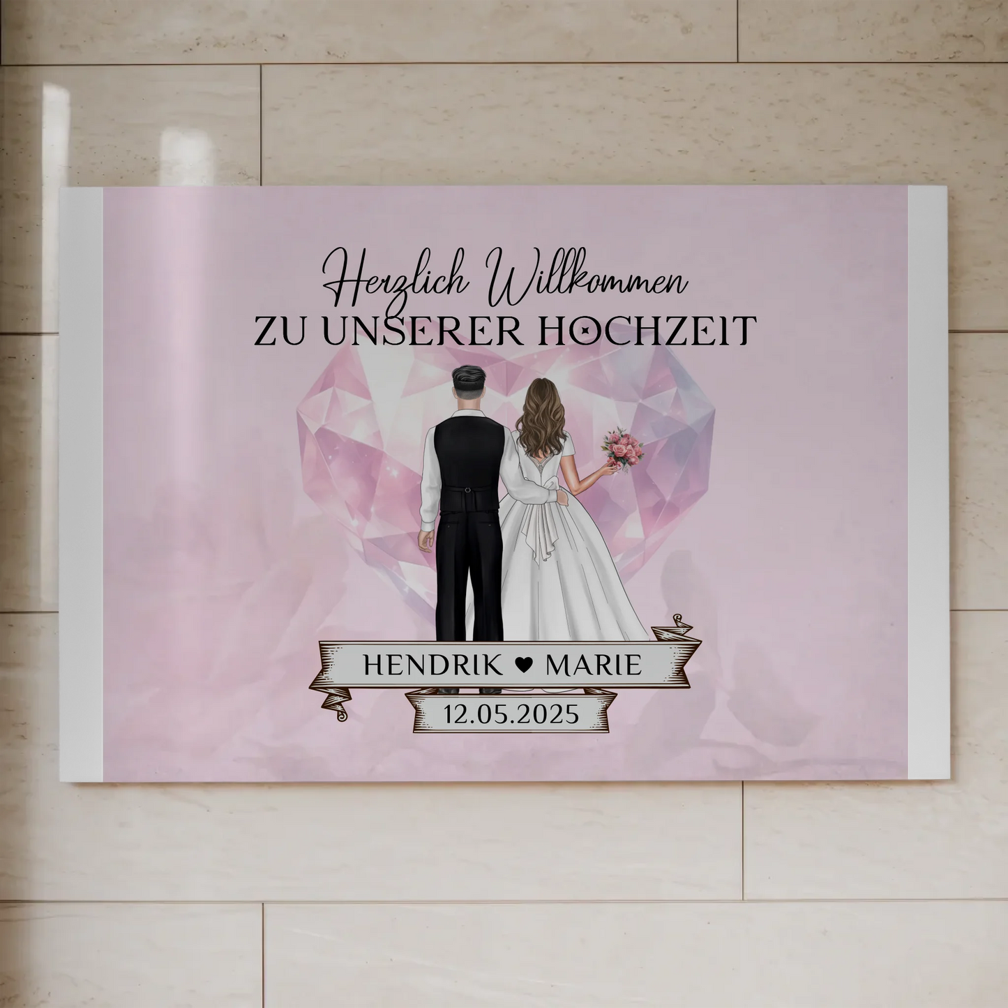 Hochzeit Willkommensschild Diamant Herz Fotoboard Geschenk