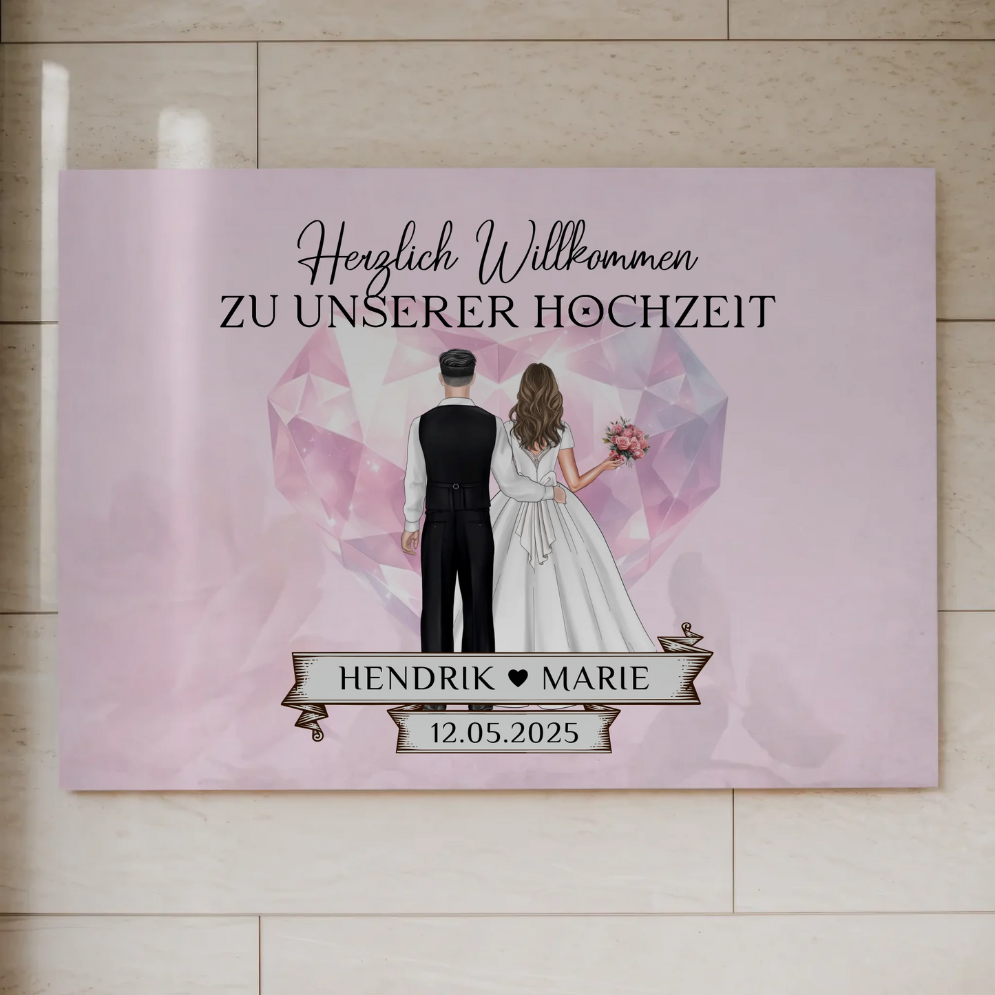 Hochzeit Willkommensschild Diamant Herz Fotoboard Geschenk