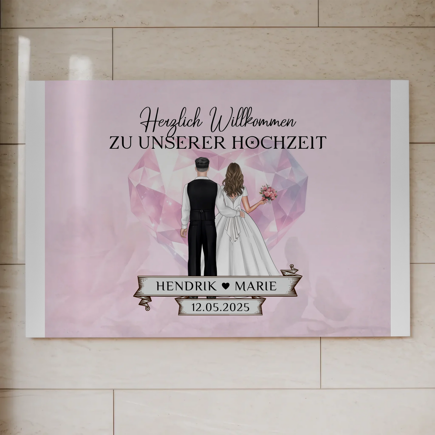 Hochzeit Willkommensschild Diamant Herz Fotoboard Geschenk