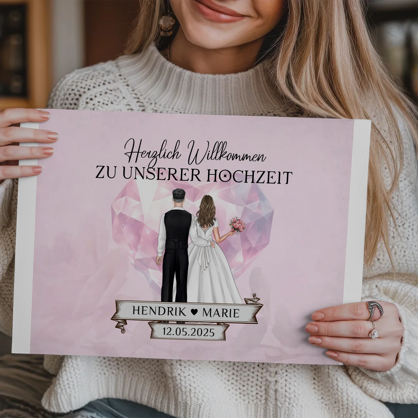 Hochzeit Willkommensschild Diamant Herz Fotoboard Geschenk