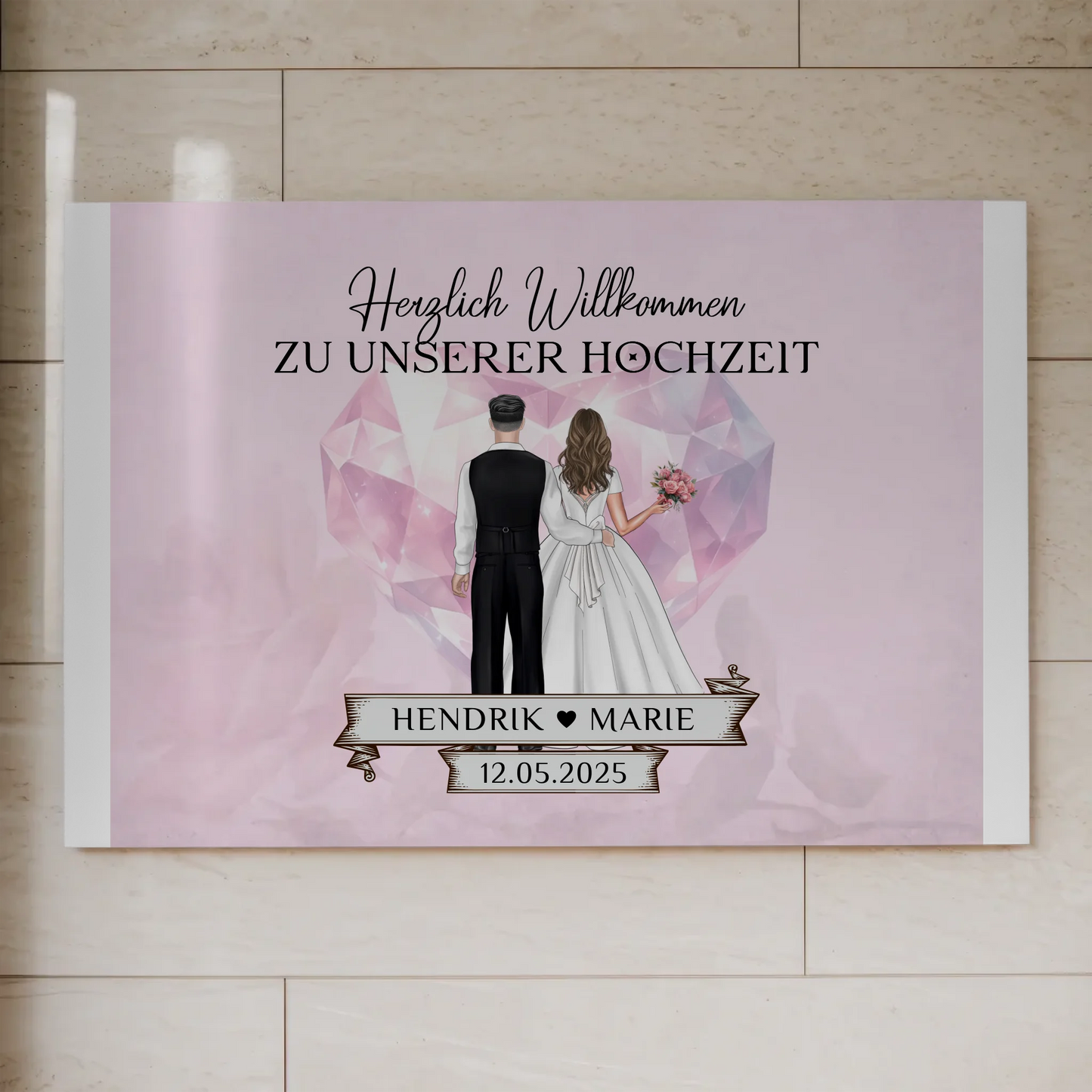 Hochzeit Willkommensschild Diamant Herz Fotoboard Geschenk