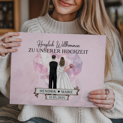 Hochzeit Willkommensschild Diamant Herz Fotoboard Geschenk