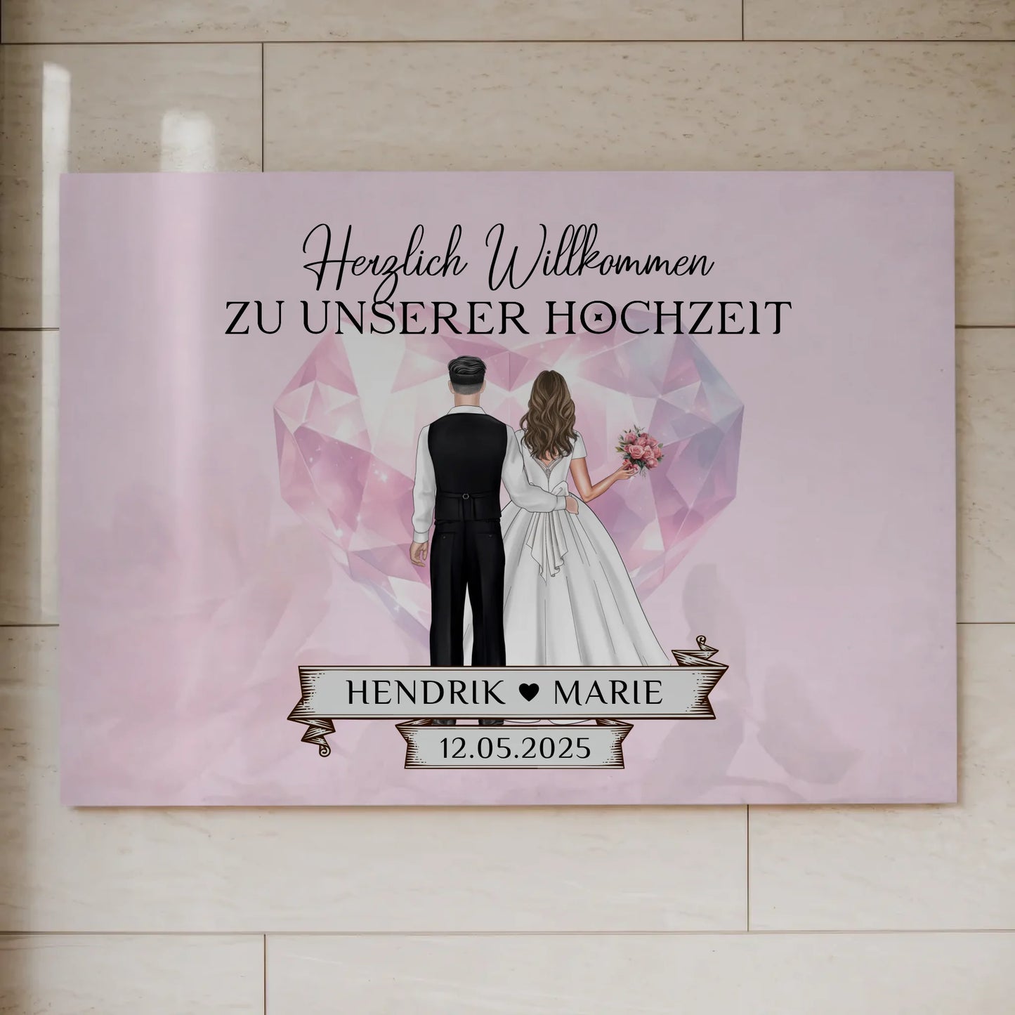 Hochzeit Willkommensschild Diamant Herz Fotoboard Geschenk