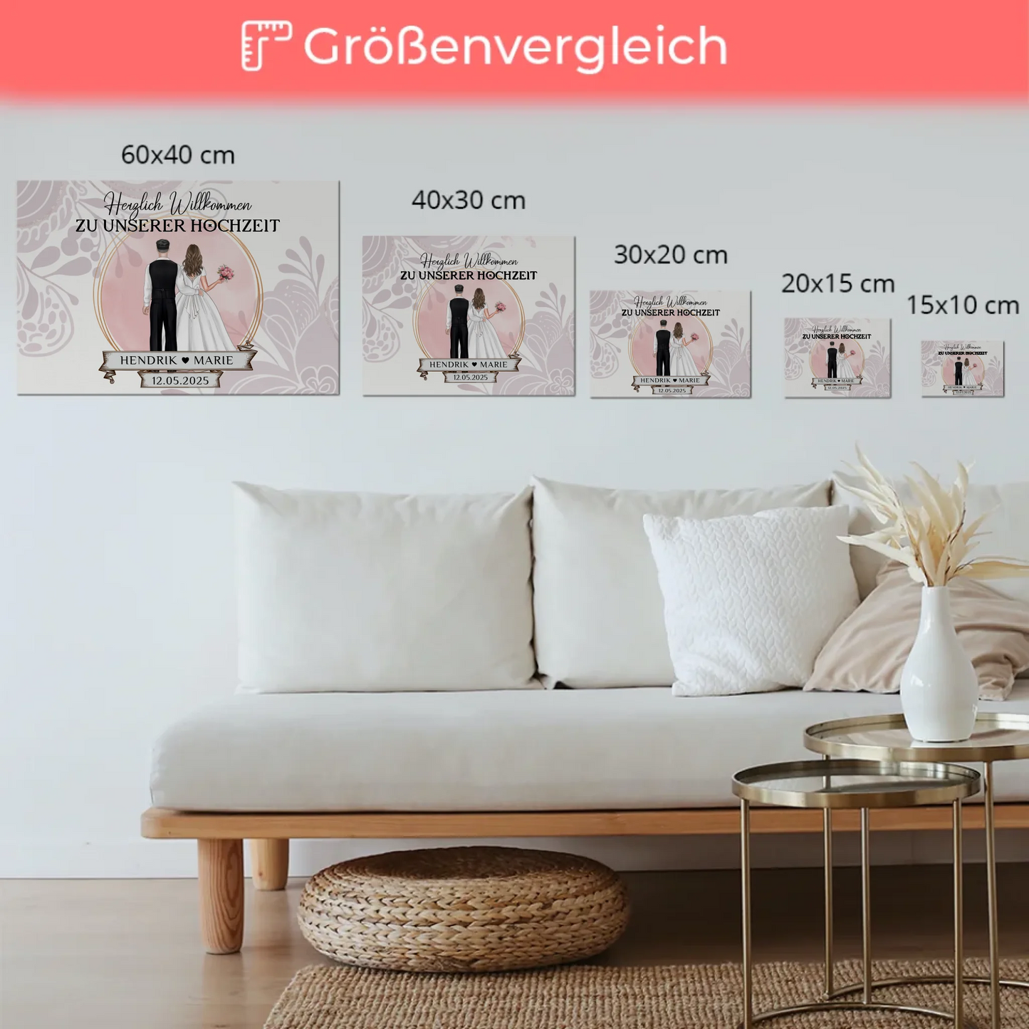 Willkommensschild Hochzeit Wasserfarb Stil Fotoboard