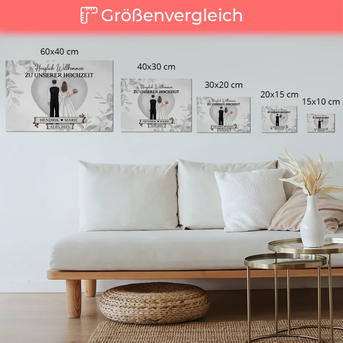Fotoboard Hochzeit Herzlich Willkommen Eukalyptus Design