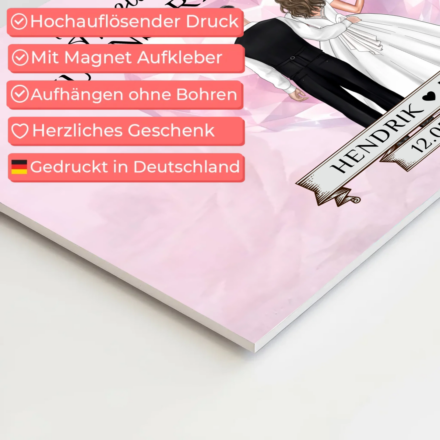 Hochzeit Willkommensschild Diamant Herz Fotoboard Geschenk