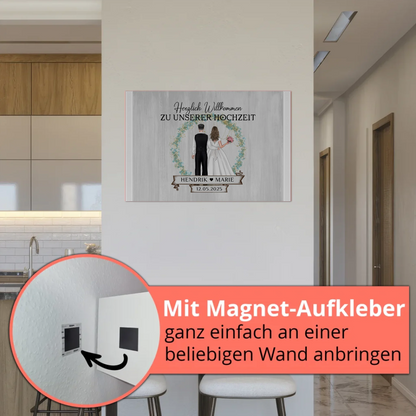 Fotoboard Hochzeit Herzlich Willkommen Holz Stil Namen
