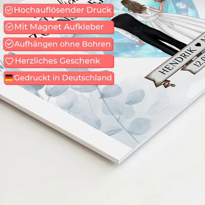 Willkommens Fotoboard Hochzeit Floral Blau Design