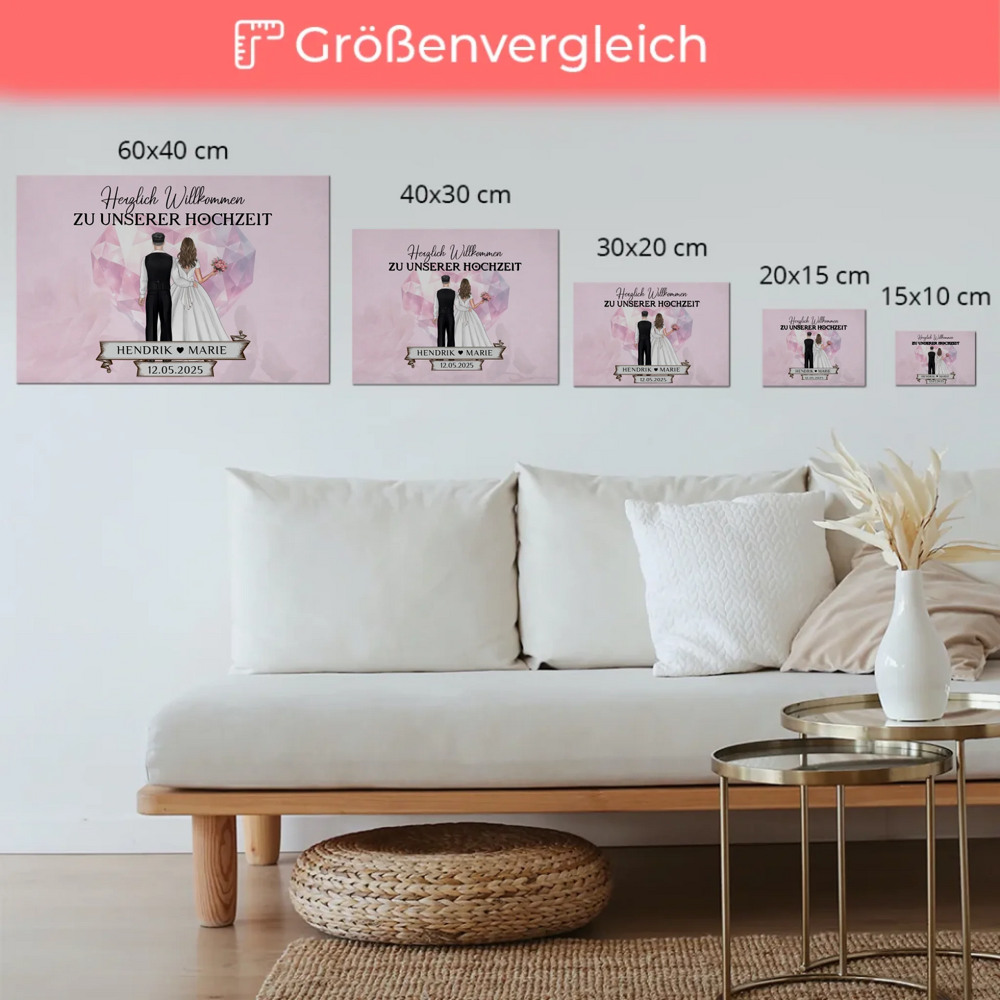 Hochzeit Willkommensschild Diamant Herz Fotoboard Geschenk