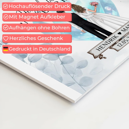 Willkommens Fotoboard Hochzeit Floral Blau Design