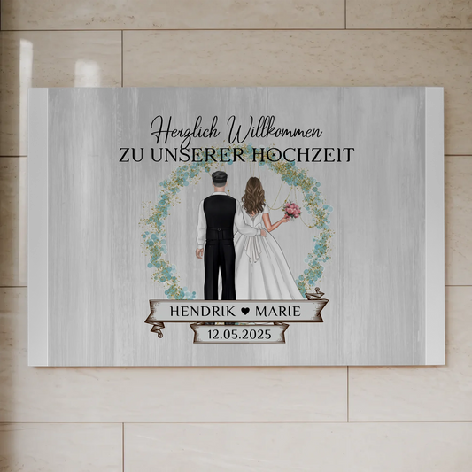 Fotoboard Hochzeit Herzlich Willkommen Holz Stil Namen
