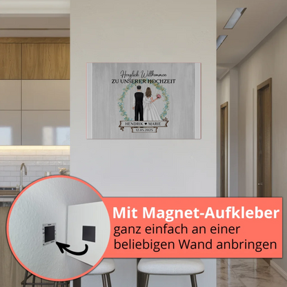 Fotoboard Hochzeit Herzlich Willkommen Holz Stil Namen