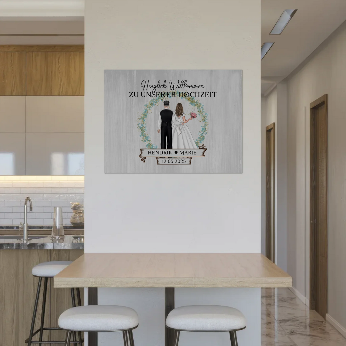 Fotoboard Hochzeit Herzlich Willkommen Holz Stil Namen