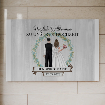 Fotoboard Hochzeit Herzlich Willkommen Holz Stil Namen