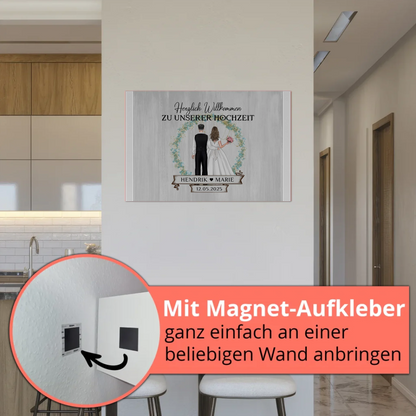 Fotoboard Hochzeit Herzlich Willkommen Holz Stil Namen