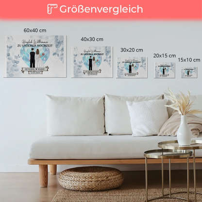 Willkommens Fotoboard Hochzeit Floral Blau Design