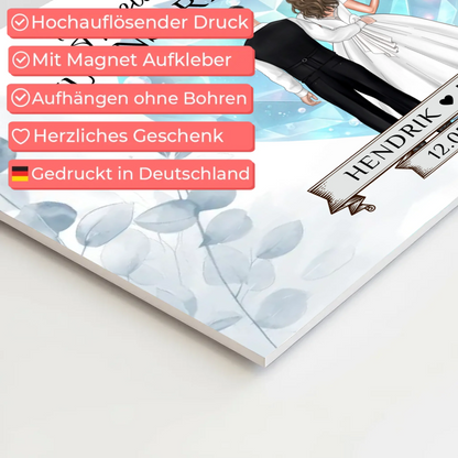 Willkommens Fotoboard Hochzeit Floral Blau Design