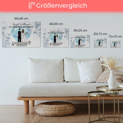 Willkommens Fotoboard Hochzeit Floral Blau Design