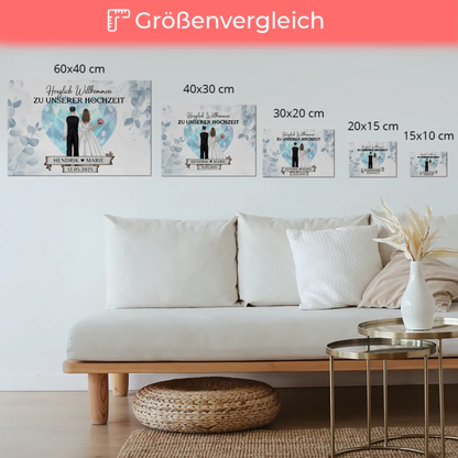 Willkommens Fotoboard Hochzeit Floral Blau Design