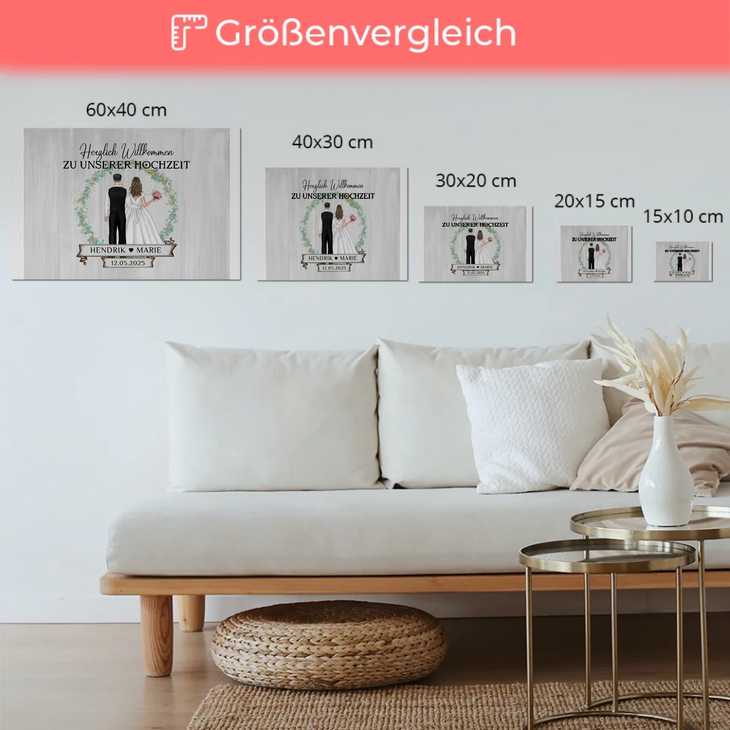 Fotoboard Hochzeit Herzlich Willkommen Holz Stil Namen