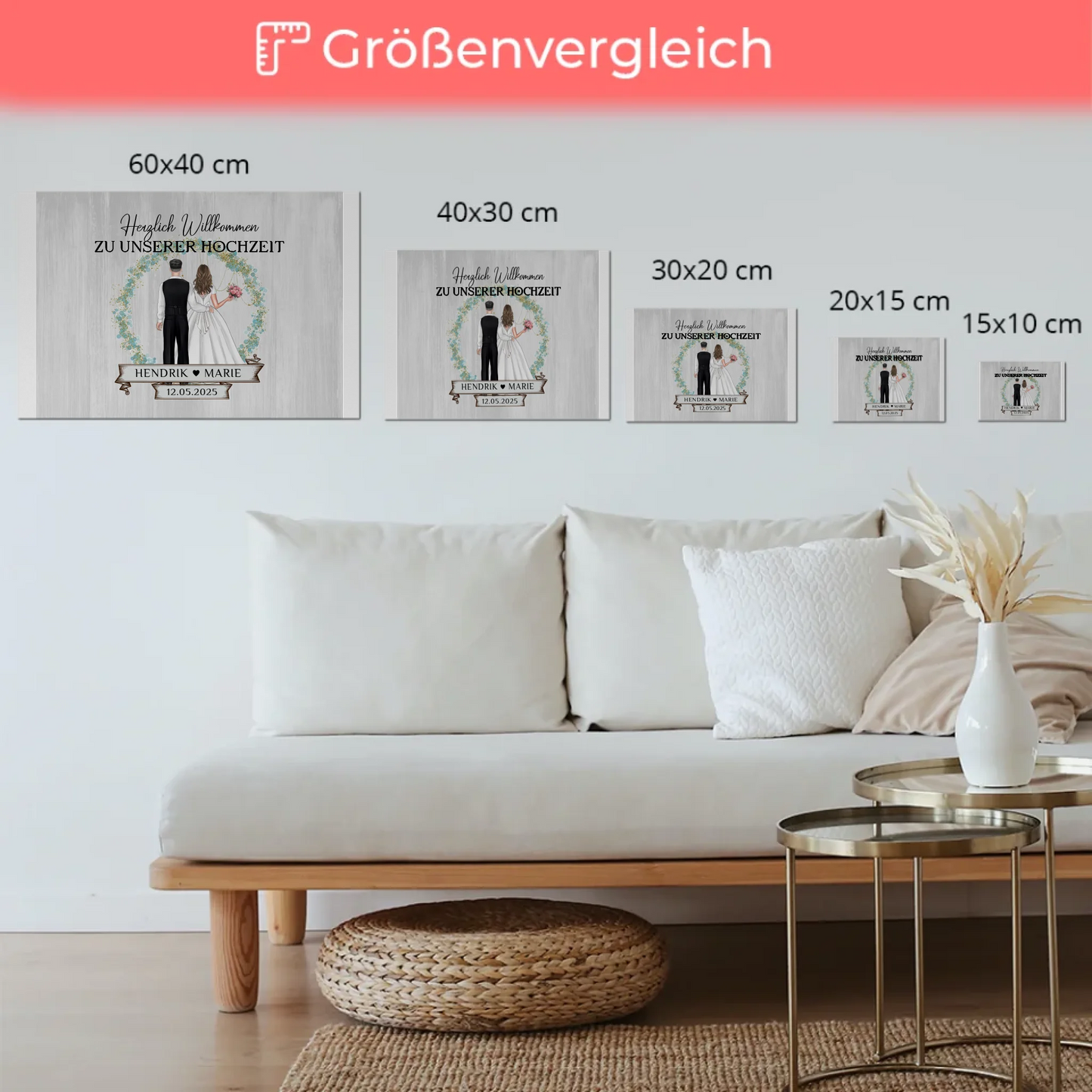 Fotoboard Hochzeit Herzlich Willkommen Holz Stil Namen
