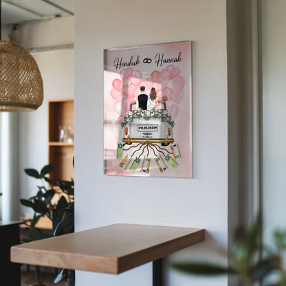 Geldgeschenk Hochzeit Acrylglas Bild personalisiert Geschenkidee