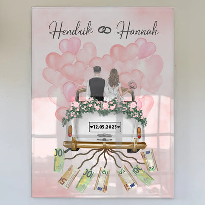 Geldgeschenk Hochzeit Acrylglas Bild personalisiert Geschenkidee