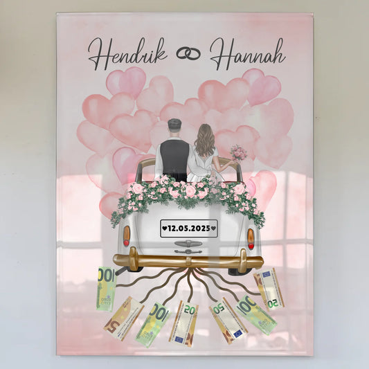Geldgeschenk Hochzeit Acrylglas Bild personalisiert Geschenkidee